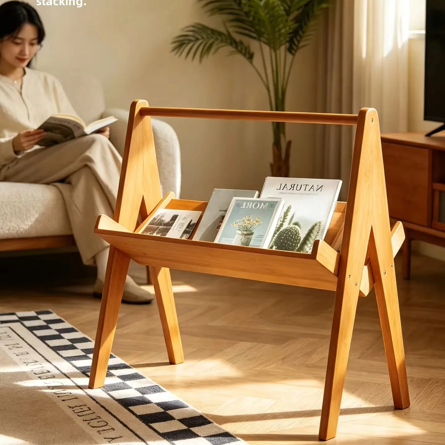Nordic style magazine and newspaper rack, newspaper storage rack, CD record storage rack, book and picture book display rack