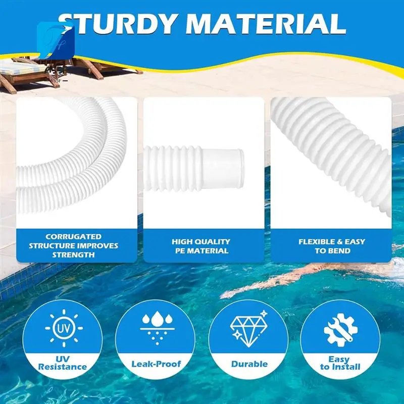 

A55F-3Pcs 1.25In Pool Hose,59In Long Accessory Pool Pump Hoses For 1-1/4In Diameter All Above Ground Pool Filter Pumps