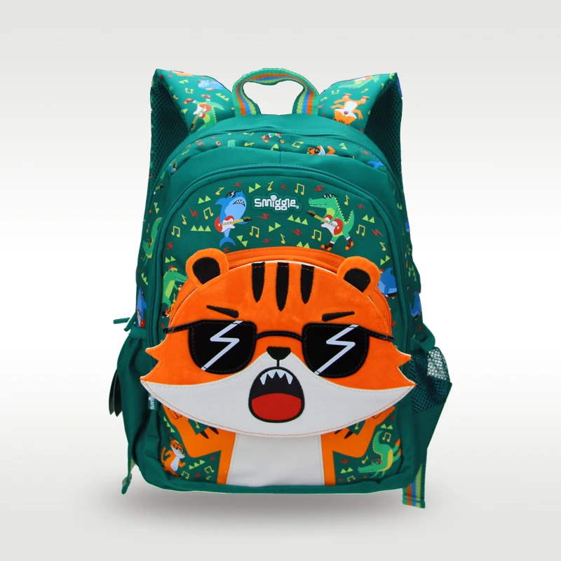 

Australia Smiggle hot-selling original children's schoolbag boy backpack green tiger cartoon shape school supplies 14 inches