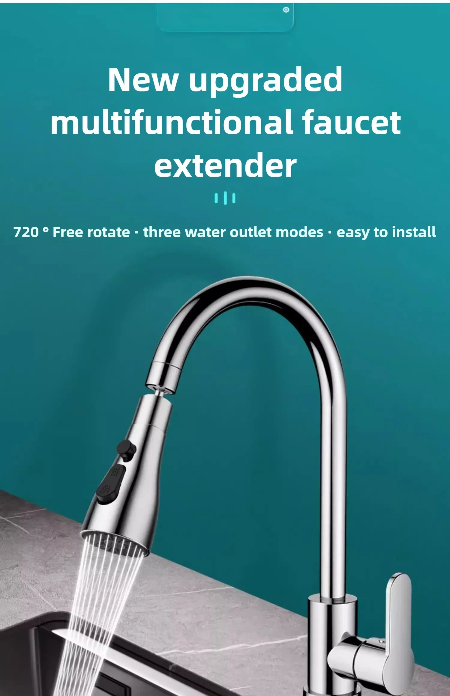 Universal 360° ° Drehen Küche Wasserhahn Extender Belüfter Kunststoff Spritzfilter Küche Waschbecken Wasserhahn Bubbler Düse Belüfter – Detail 2