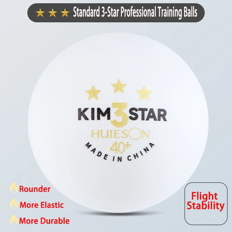 

50/100PCS HUISEON KIM 3 Stars Table Tennis ABS40+ Seamed Durable Ping-pong for Professional Competition Training Ball KIM 김 삼성