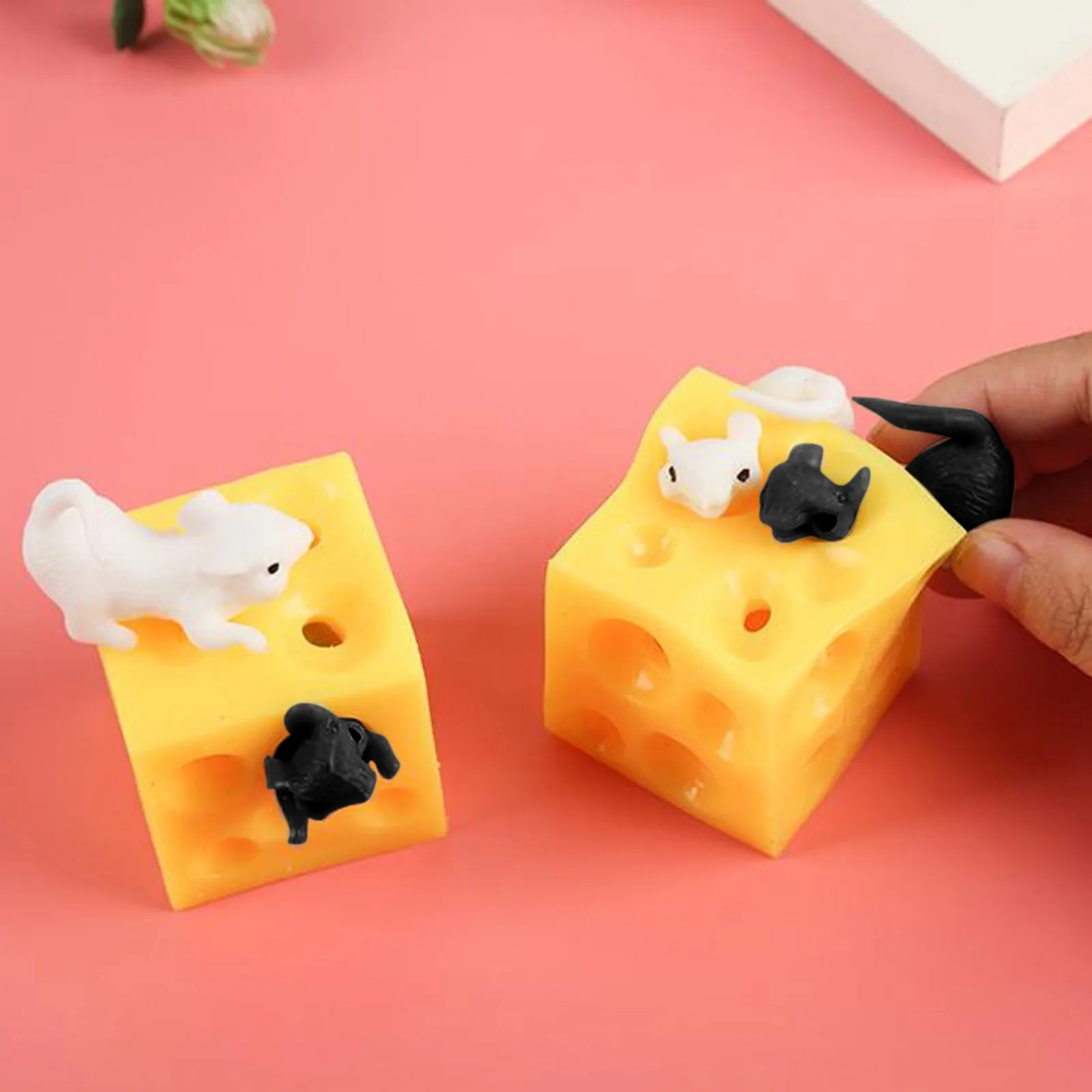 Divertido juguete de queso blando ratón creativo complicado pellizco aterrador música juguete de descompresión ratones ocultos en queso juguete regalos de fiesta