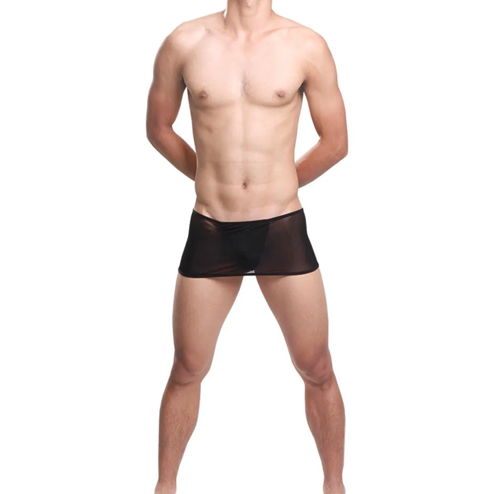 Men Sexy Ultra-Thin Transparent Thong Seductive Skirt T-Pants Underwear Erotic Low Waisted Breathable Seamless Mens Shorts