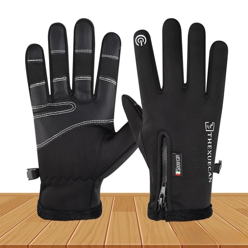 Winter Men's Motorcycle Gloves Cycling Gloves Thermal Fleece Lined Waterproof Touch Screen Outdoor Non-slip mtb Heat Gloves