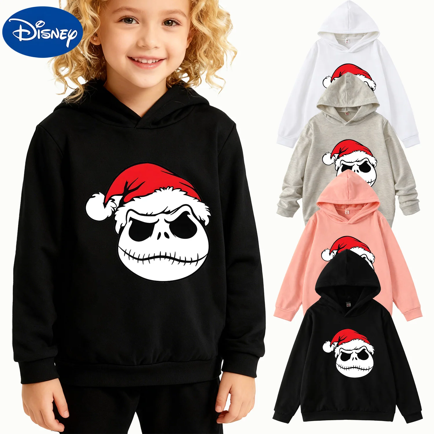 

Детская толстовка с капюшоном Disney «Кошмар перед Рождеством» Джека Скеллингтона Санта-Клауса, черный пуловер