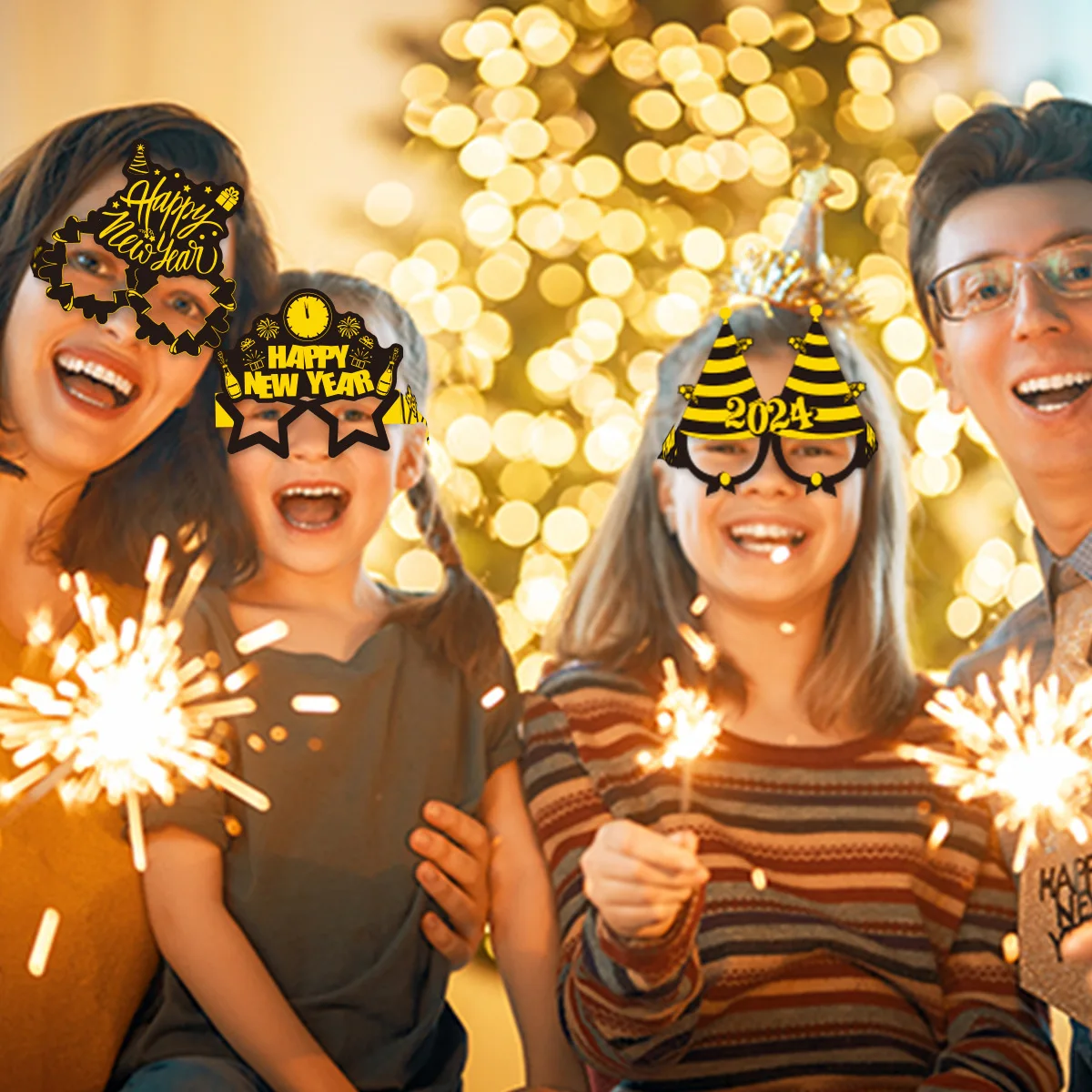 Set Decorazioni Per Capodanno 2025 - Banner Felice Anno Nuovo, Palloncini Oro E Nero Con Numeri, Occhiali E Puntelli Fotografici, Kit Festa Completo