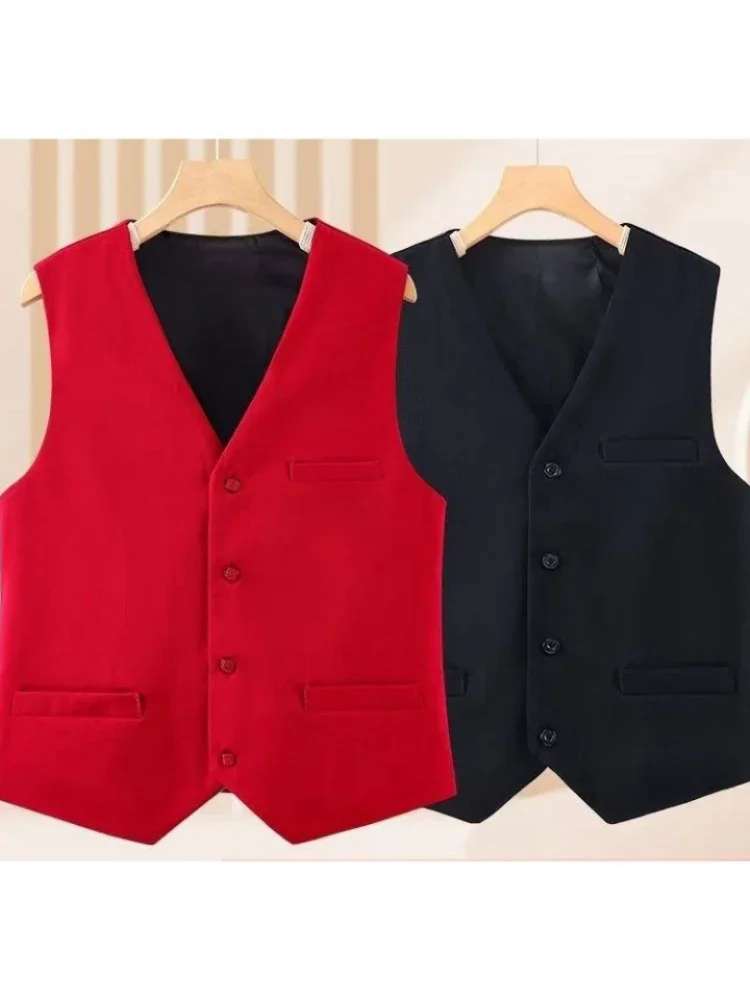 2025 New v-neck sleeveless vest single-breasted women  elegant clothes for formal business style retro office women top