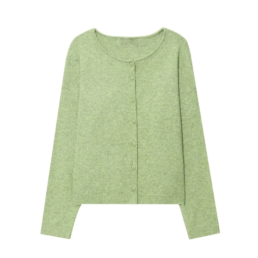 

Autumn New Arrivals Women's French Lazy Round-Neck Long Sleeve Single-Row Button Loose Knit Cardigan Sweater Jacket