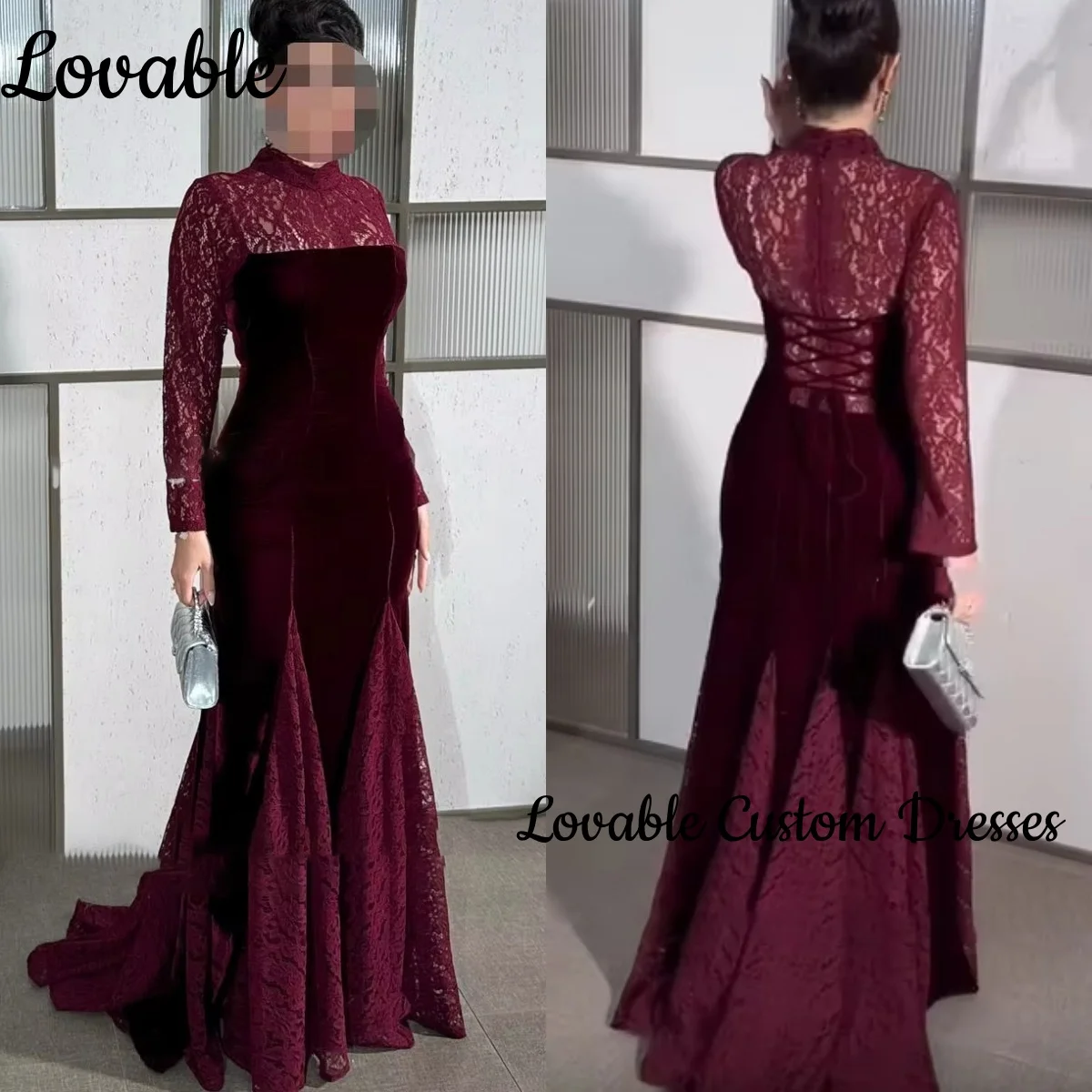 

Роскошные платья с длинными рукавами на заказ Вечерние платья русалки с овальным вырезом Элегантные платья для женщин длиной до пола с кружевными рюшами для выпускного вечера Dre