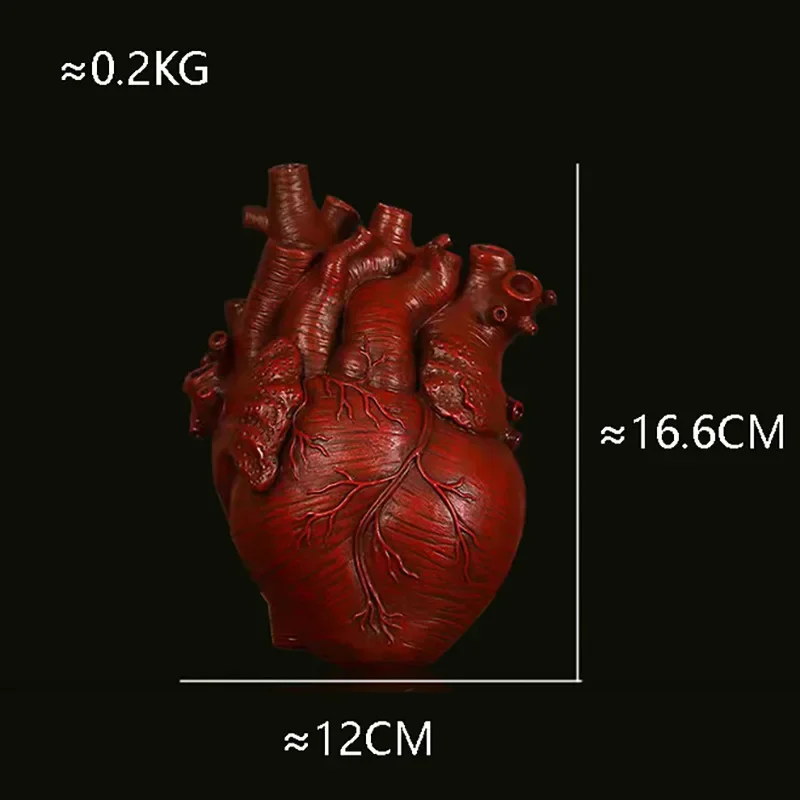 2023  Popular Simulated Heart Flower Arrangement New Heart Shape Home Desktop Decoration Resin Vase Decoration