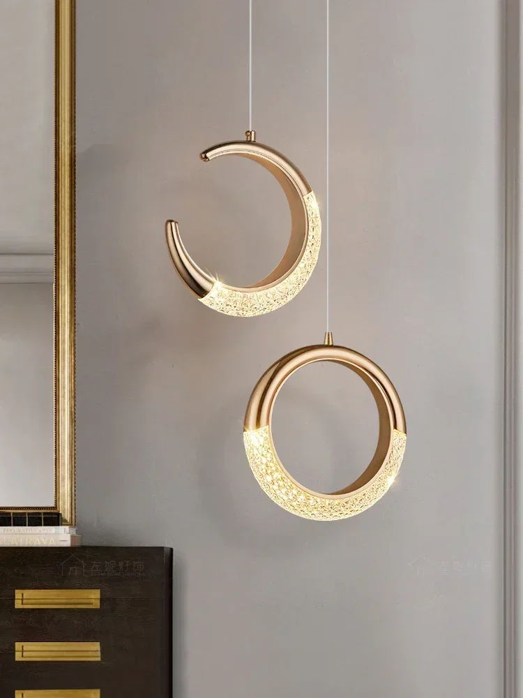 

Luxury Bedroom Bedside Small Pendant Light Modern Long Line Restaurant Study Light Net Red Creative Moon Corridor Lamp
