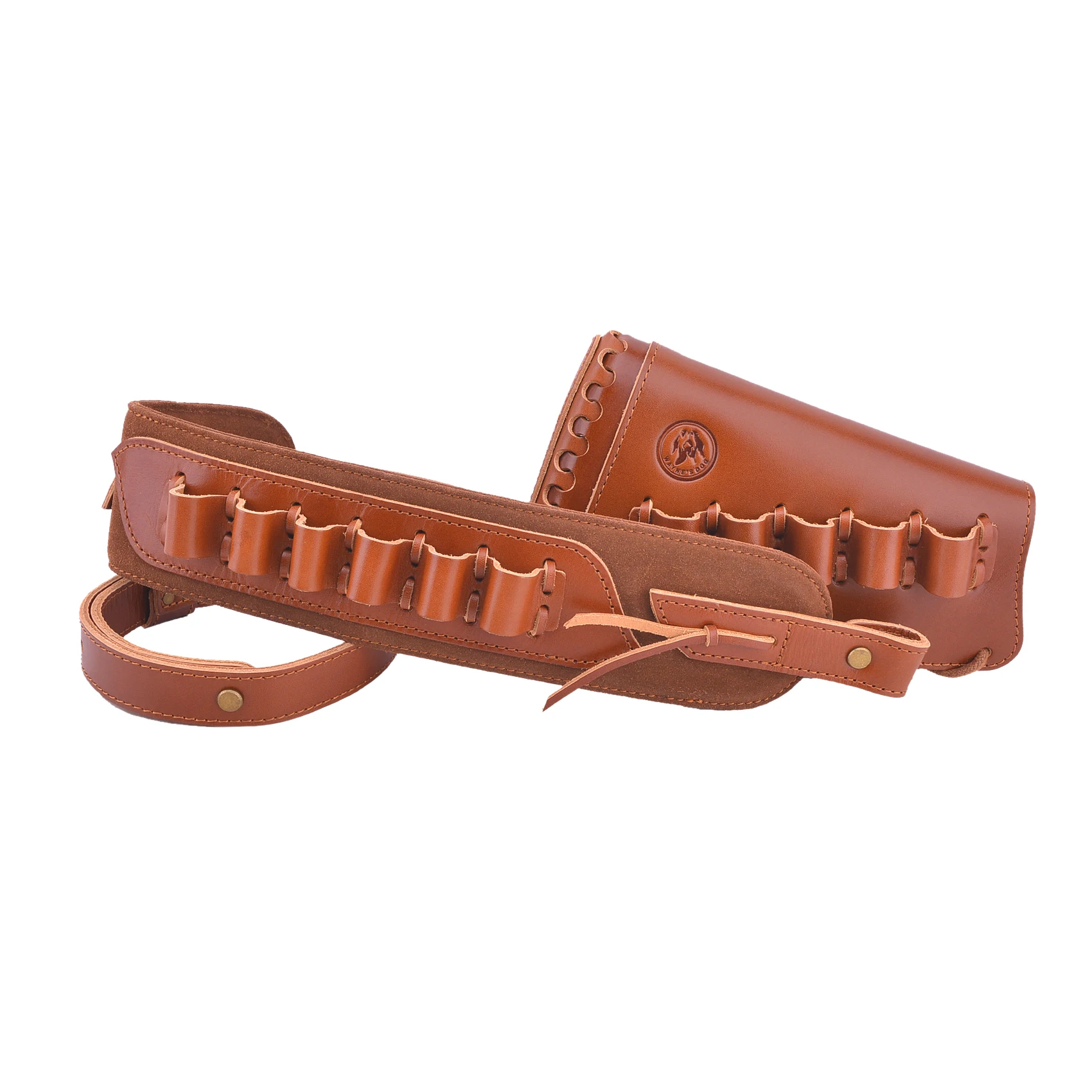 Leather Shotgun Buttstock Cover with Ammo Holder Sling Set for 16GA