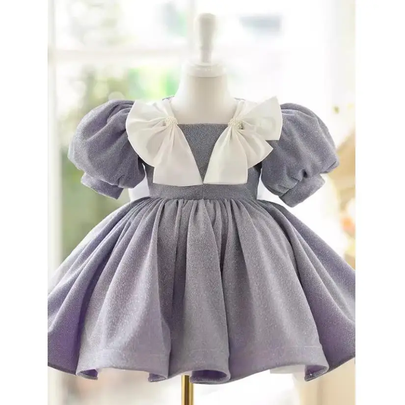 

High-End Children's Princess Ball Gown Bow Design Wedding Birthday Baptism Party Girls Dresses Kids Clothes 12M-10T A3681