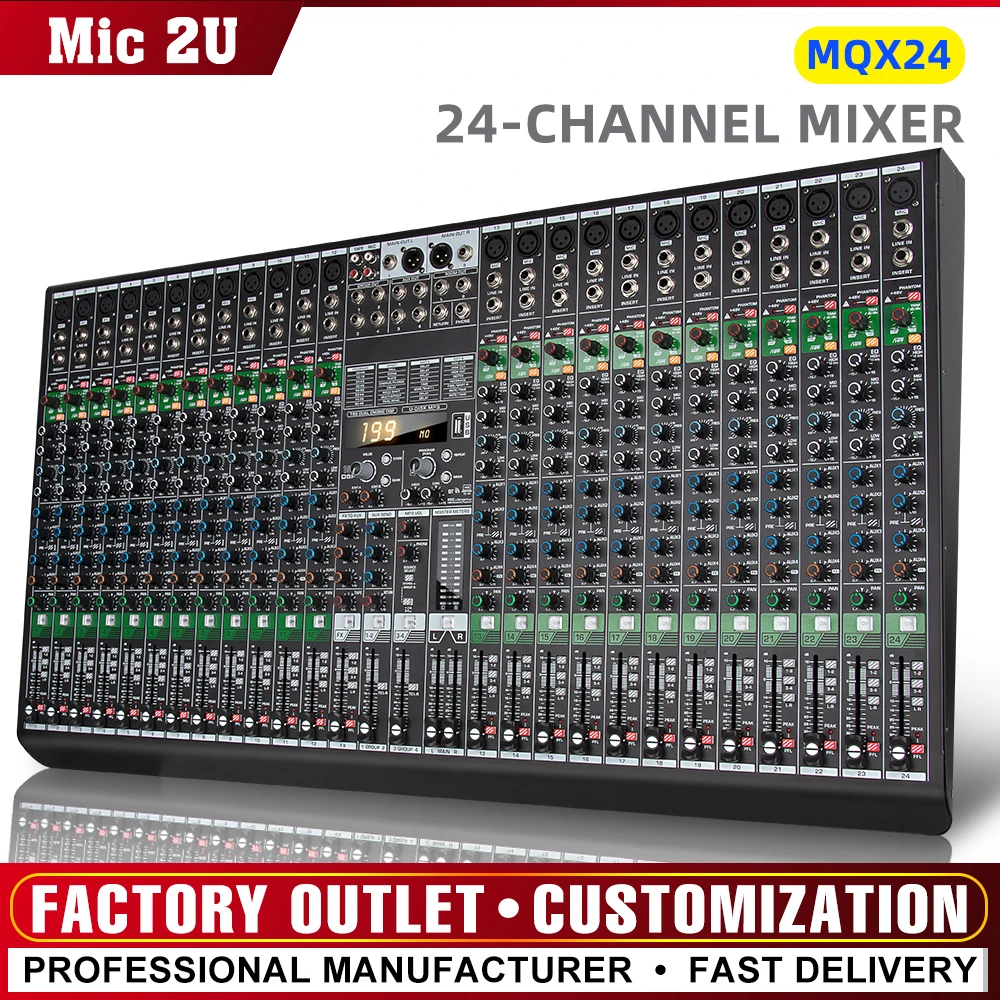 

24 channel digital sound table199 digital reverb effects MQX24 Bluetooth computer recording and performance mixer line array