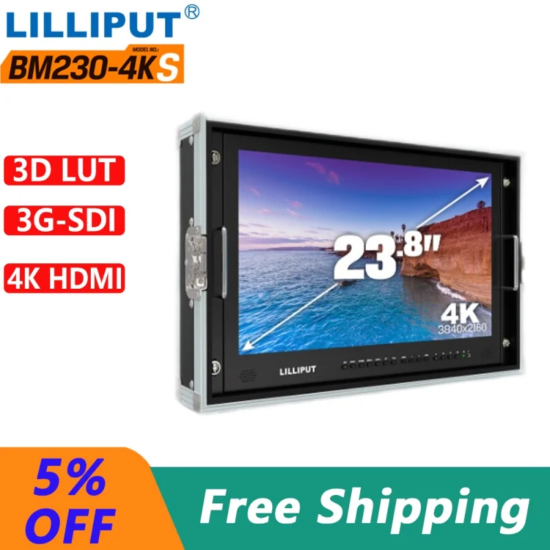 Lilliput BM230-4KS Monitor  23.8 inches  HDR 3D-LUT Color space Carry-on 4K Director Monitor 3840x2160 SDI Tally VGA