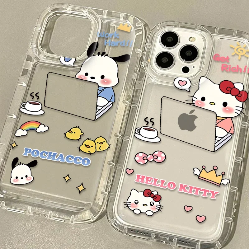 Sanrio HelloKitty Kuromi Clear Case for VIVO Y02 Y15S Y16 Y17S Y20 Y21 Y35 Y36 Y50 Y77 Y91 Y93 2020 5G Airbag Shockproof Cover