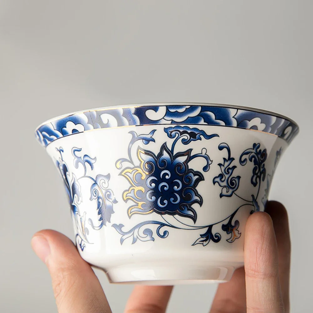 Porcelain Art Bird Tea Tureen, Large Capacity, Ceramic Gaiwan, Flower Tea Bowl with Saucer Lid Kit Master Teaset, Drinkware 350m