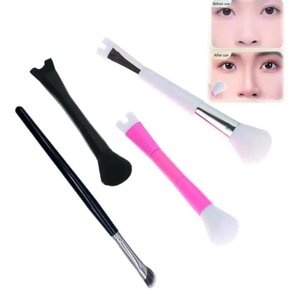 2 pçs cabeça dupla nariz contorno escova conjunto portátil 2-em-1 sombra em pó escova em forma de u nariz escultura escova de maquiagem ferramentas de beleza