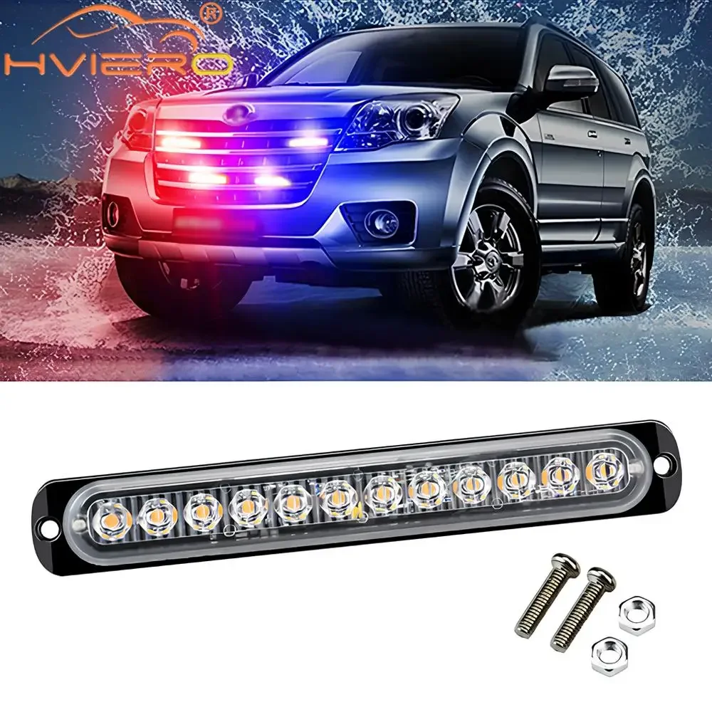 Truck Side Long Strip IP65 Waterproof Ultra-thin Flash 12LED Multiple Colors Strobe Signal Warning 12-24V Turn Car Parking Light