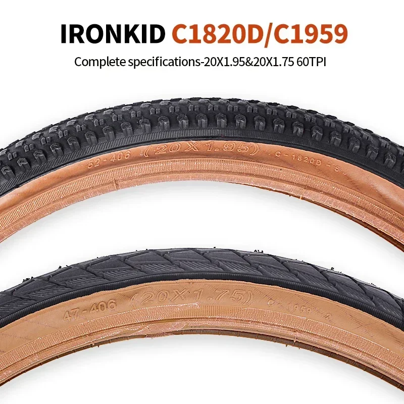 20 inch Bicycle tires 406 20X1.75 20X1.95  Brown Skin edge retro Folding Bike Tyre C1820D C1959