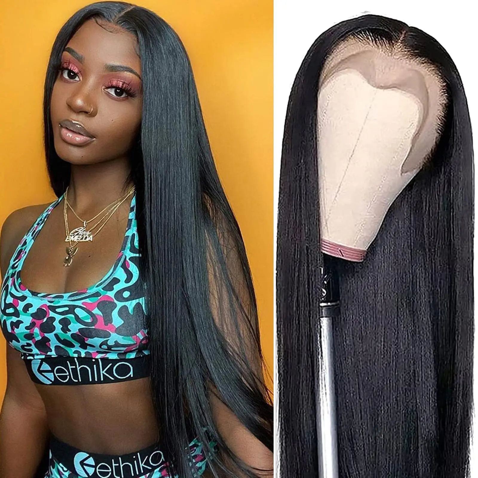 

30 40 Inch Straight Lace Front Human Hair Wig 13X4 Lace Frontal Wig with Baby Hair Pre Plucked Glueless Wig for Black Women