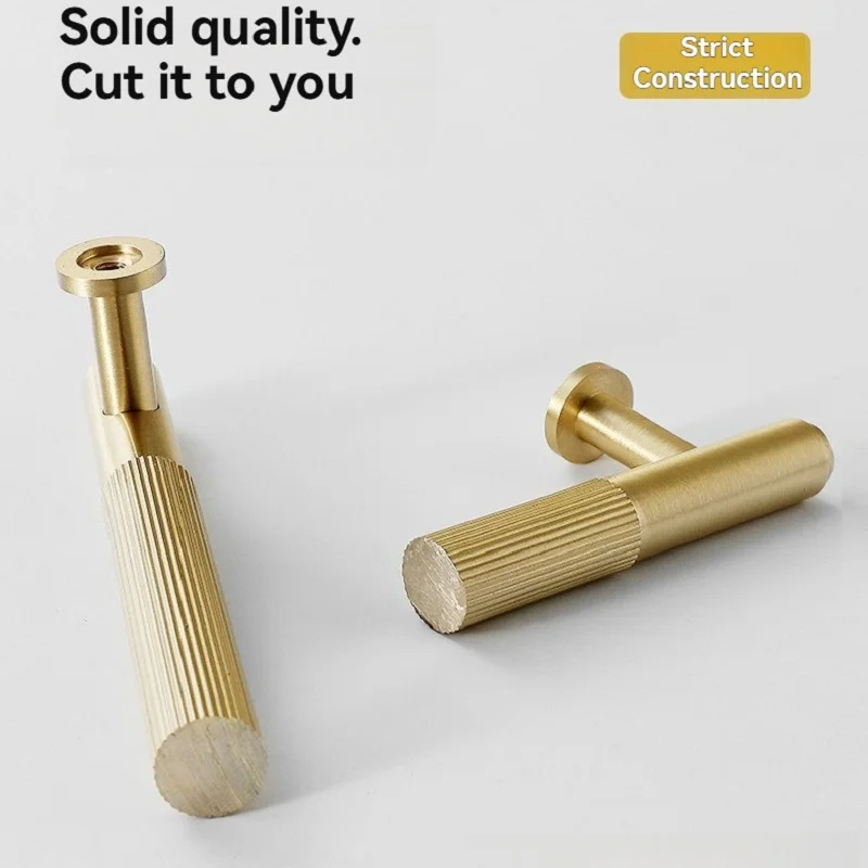 Knurled Solid Brass Cabinet Pulls Modern Nordic Drawer Handles Grey Gold Furniture Hardware For Kitchen Cabinet Wardrobe Dresser