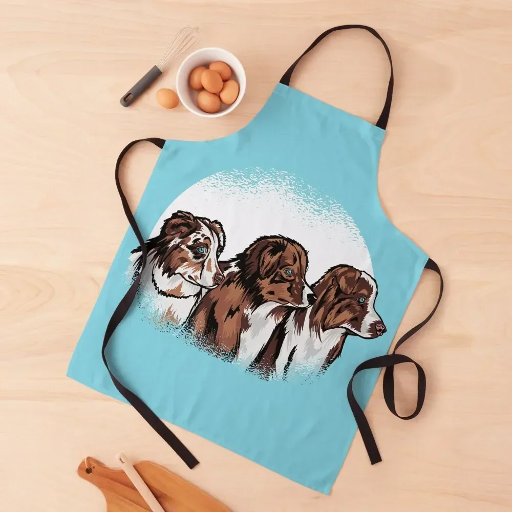 

Cute Australian Shepherd Trio Design Apron chefs Children'S kitchen item Apron