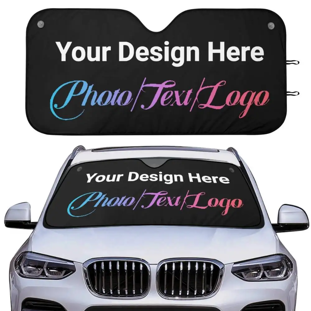 Custom Personalized Car Windshield Sunshade Custom Text Photo Logo Foldable Heat Reduction For Sedan SUV Truck