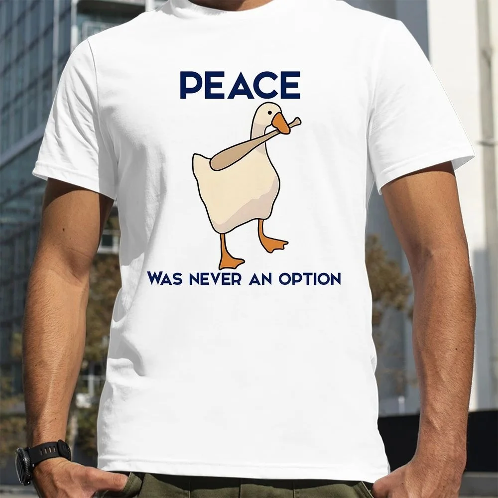 Summer Men's Street Hi Peace Was Never an Option Print T-Shirt Custom Hand-Painted Design Casual Fashion Clothing