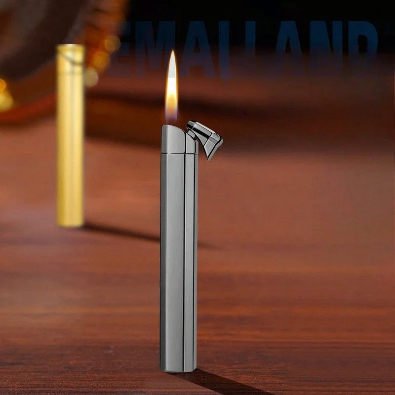 High-Profile Square Column Cube Cigaratte Lighter Inflatable Open Flame Butane Gas Lighter Smoking Accessories Gifts for Men