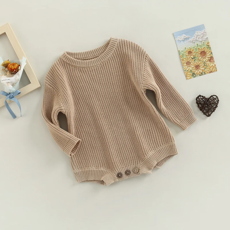 Baby Rompers Cotton Knit Clothes Newborn Infants Solid Color Playsuits Boys and Girls Sweater Jumpsuits Babies Clothing