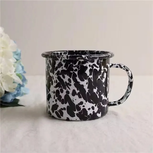 thick top quality 380ml splash-ink enamel mug cup