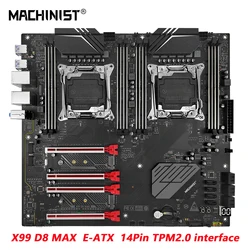 MACHINIST X99 D8 MAX Dual CPU Motherboard LGA 2011-3 Support TPM2.0 Intel Xeon E5 V3/V4 CPU and DDR4 RAM 8-channel memory USB3.0