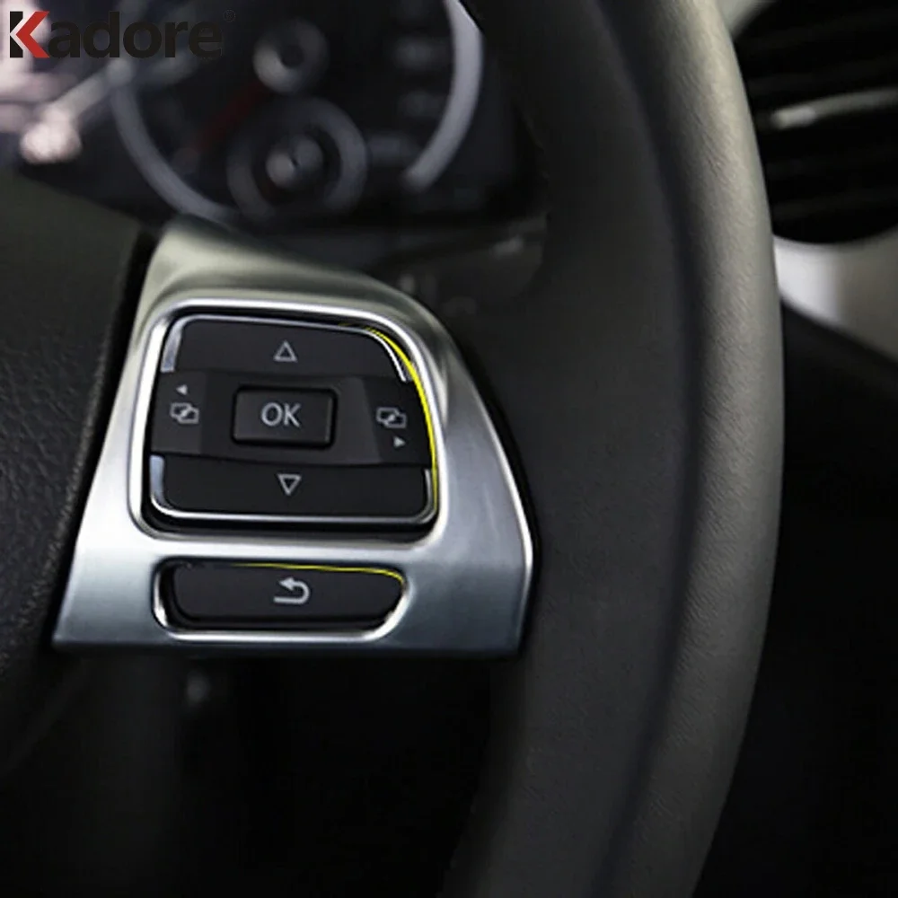 عجلة توجيه سيارة الغطاء الواقي ملصق الكسوة ل Volkswagen VW Tiguan 2012 2013 2014 2015 اكسسوارات التصميم