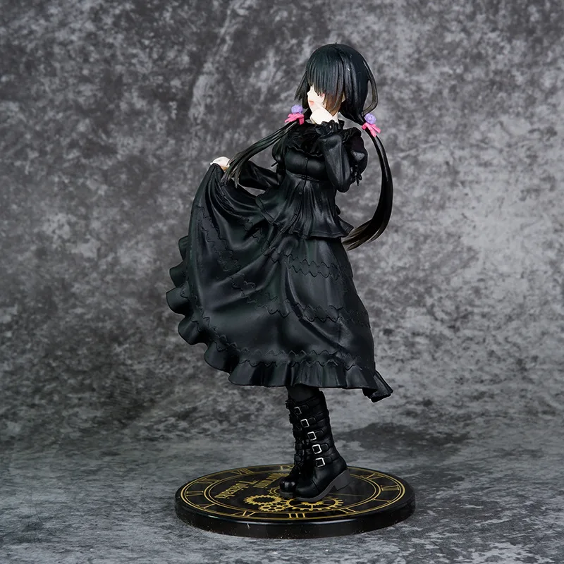 20CM DATE A LIVE Tokisaki Kurumi Anime Figure Cute Girl Model Toy PVC Black Dress Dress Up Standing Model Car Ornament