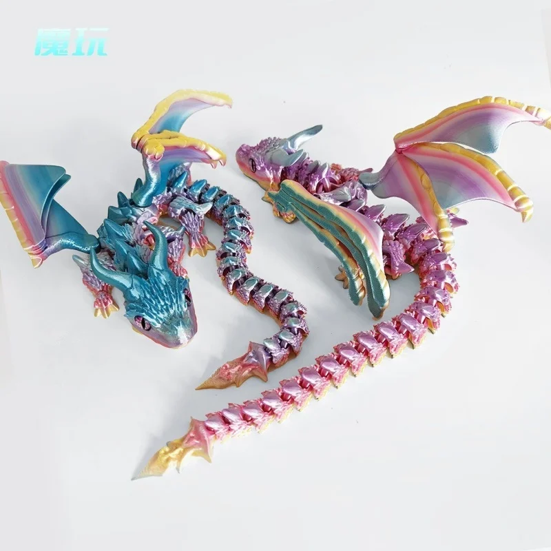 カラフルな3Dプリントアニメアクションフィギュア - 可動関節付き魔法のドラゴンモデル玩具、クリエイティブなデスクトップデコレーション、コレクタブル