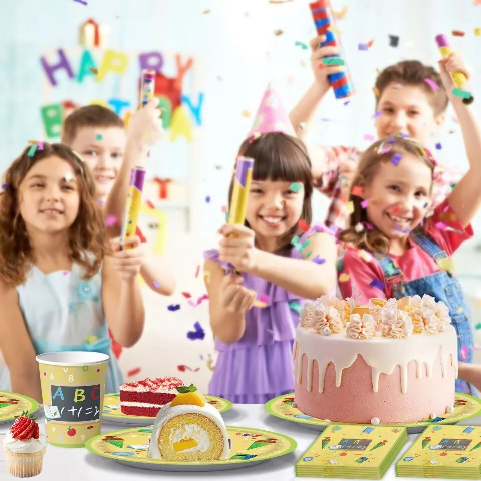 School Season Disposable Paper Tableware Set description 8