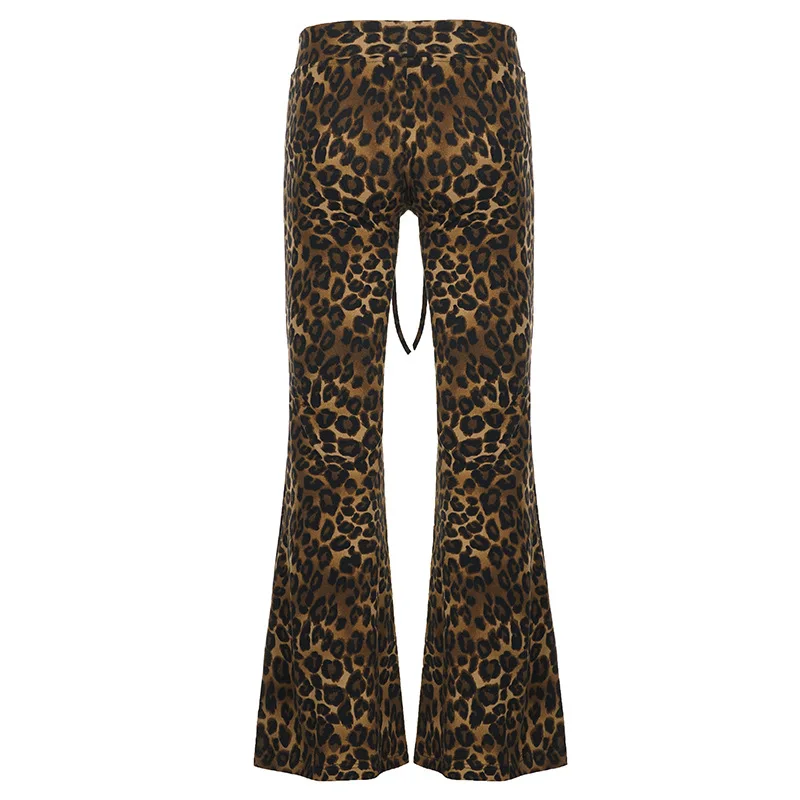 retro leopard print micro trumpet casual pants for women spicy girl wrapper hip sexy casual pants