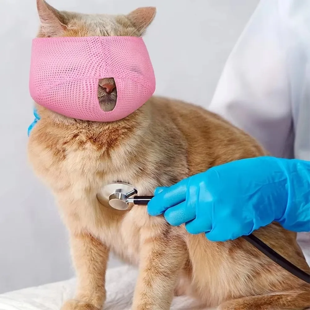 Breathable Cat Muzzle Mesh Colorful Anti Bite  Cat Mouth Guard Muzzle Pet Grooming Supplies