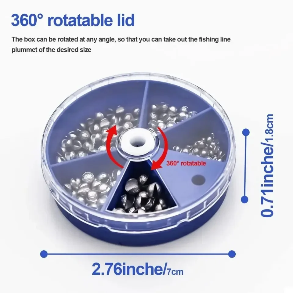 205 Pieces Fishing Weight Lead Drop 5 Sizes Round Fishing Line Lead Drop Removable Egg Lead Sorting Fishing Sinker Set
