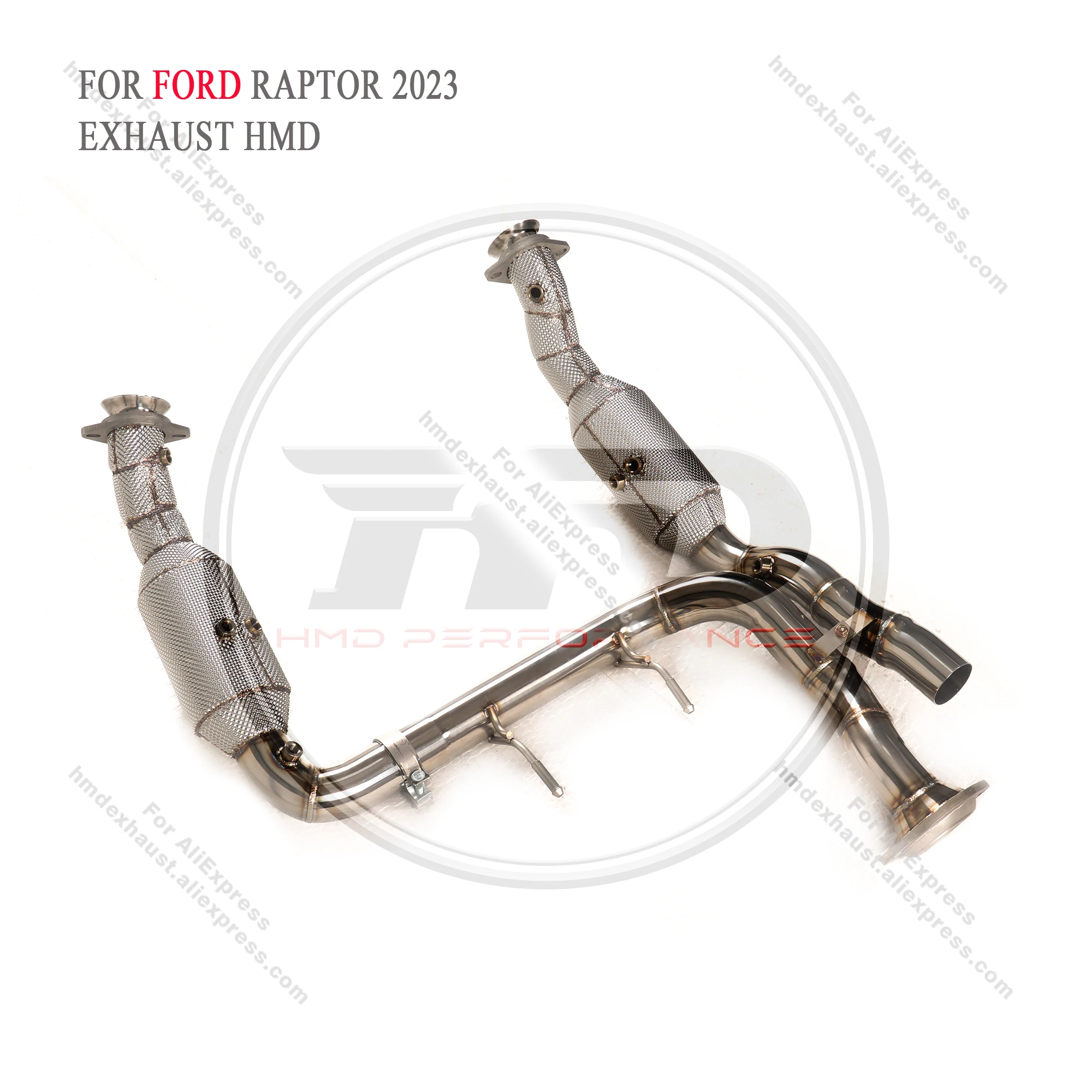 HMD Exhaust System High Flow Performance Downpipe for Ford Raptor F150 3.5T 2023+ With Heat Shield Racing Pipe