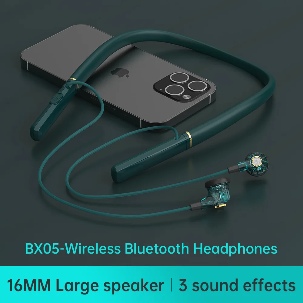 

BX-05 беспроводные Bluetooth-наушники с шейным ободом, наушники с микрофоном, IPX5, с защитой от пота, басовая гарнитура для спортзала, бега