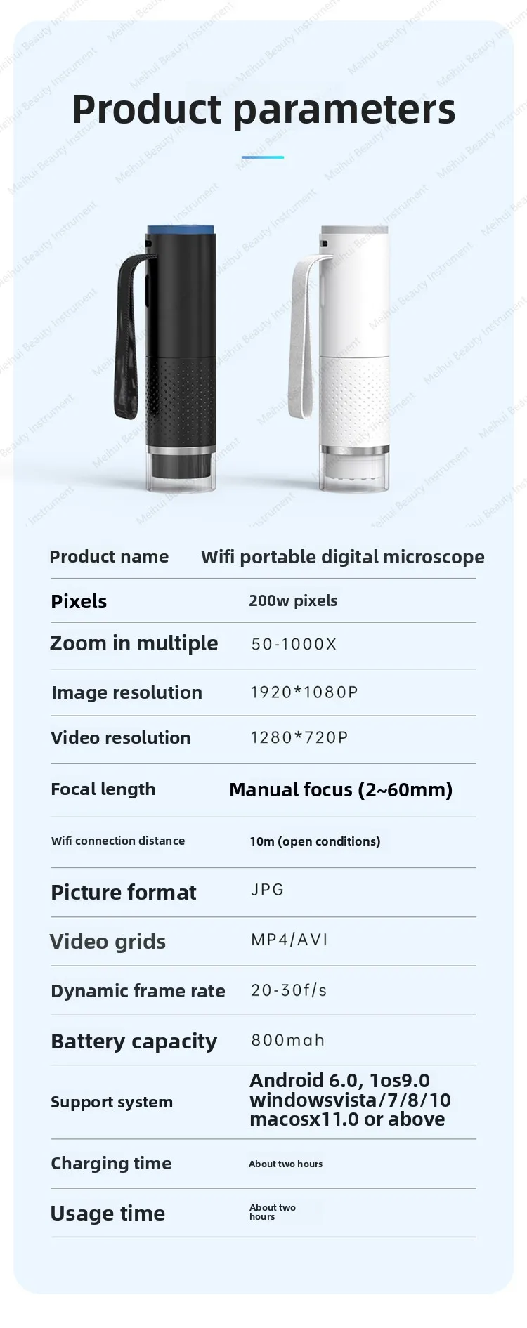 High Definition Beauty Hair Detection Portable Microscope Scalp Detector WiFi Beauty Electronic Digital Microscope