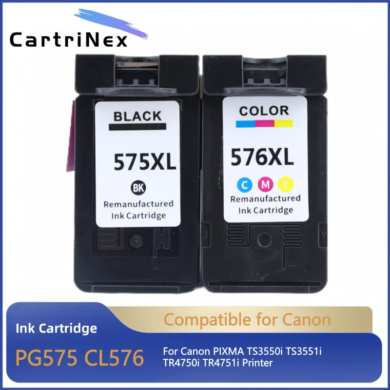 خرطوشة حبر متوافقة لطابعة Canon 575 XL 576 XL PG575 CL576 PG-575 CL-576 PIXMA TS3550i TS3551i TR4750i TR4751i