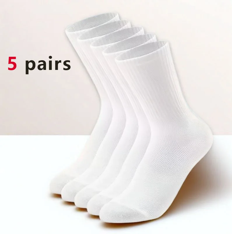 5 Pairs Women Solid Color Socks Simple Versatile Fashionable Socks Antibacterial Odor Resistant Breathable Comfortable Socks