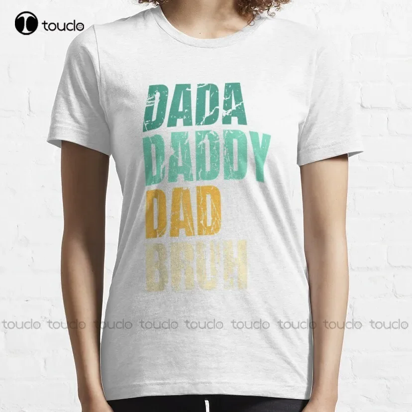 Vintage Retro Father'S Day Funny Dada Daddy Dad Bruh Classic T-Shirt Black Shirts For Men Outdoor Simple Vintag Casual T Shirts