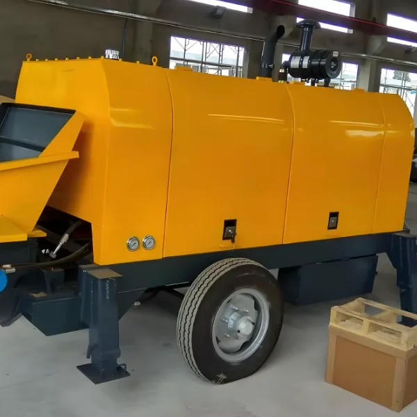 Fabricação nova bomba de concreto de potência de motor elétrico/diesel 90m3 com tubos de entrega de 100 metros bomba poderosa de boa qualidade