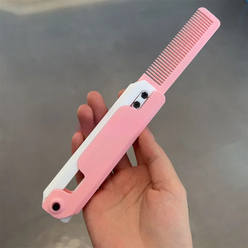 3D Printing Gravity Knife Cub Small Radish Comb Folding Shrink Comb Pet Comb Mini Model Pendant Push Card Decompression Toy