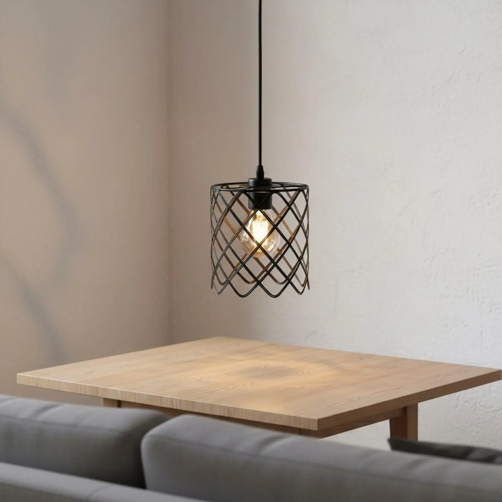 Black Wire Lamp Shade Easy to Install Modern Frame Light Cover Industrial Lamp Guard Open Bottom Lighting Accessory