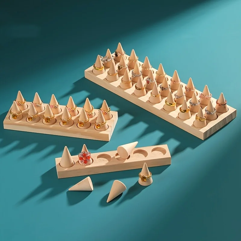 

Cone Stand Wood Holder Home Counter Showcase Storage Display ganizer Jewelry Rack Practical Wooden Material